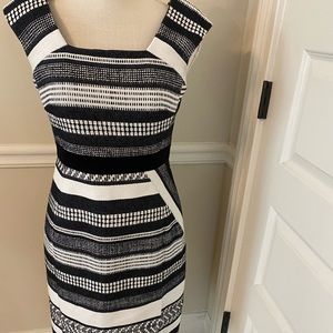 Karen Millen black and white dress.  Dress has a split on the side.